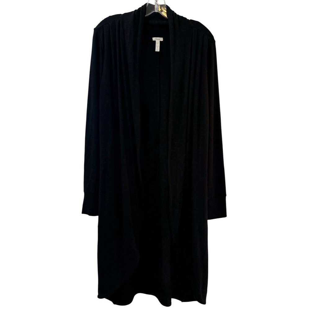 SOMA Duster Open Front Robe Womens Size Medium Black Soft Modal Knit